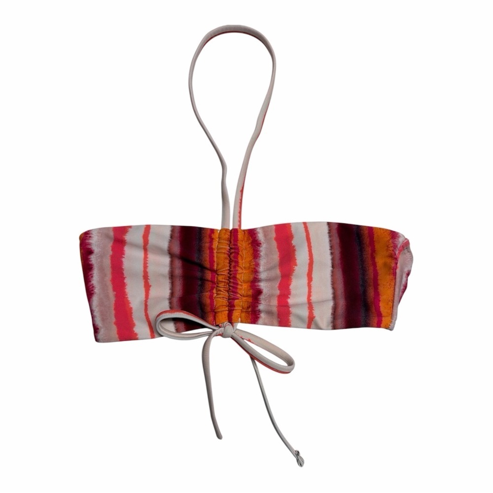 Topshop Size4 Striped Pink and Red Bandeau Bikini Top - Picture 2 of 4